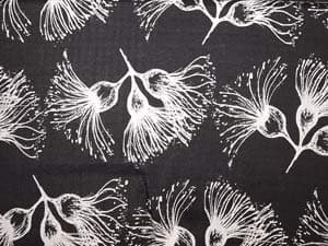 Screen Printed White Eucalyptus Design on Charcoal/Black Thread