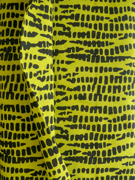 Black Stone Edge Print on Yellow Slub Cotton